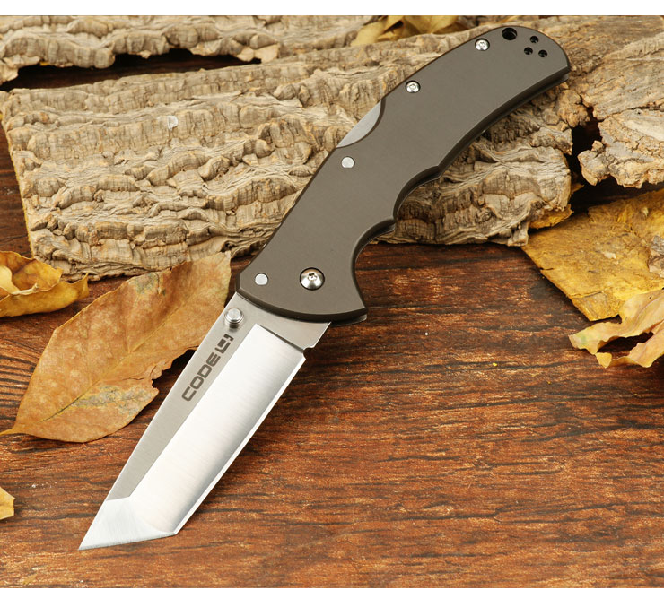 美国cold steel冷钢 code 4 铝合金手柄几何刀头缎面折刀